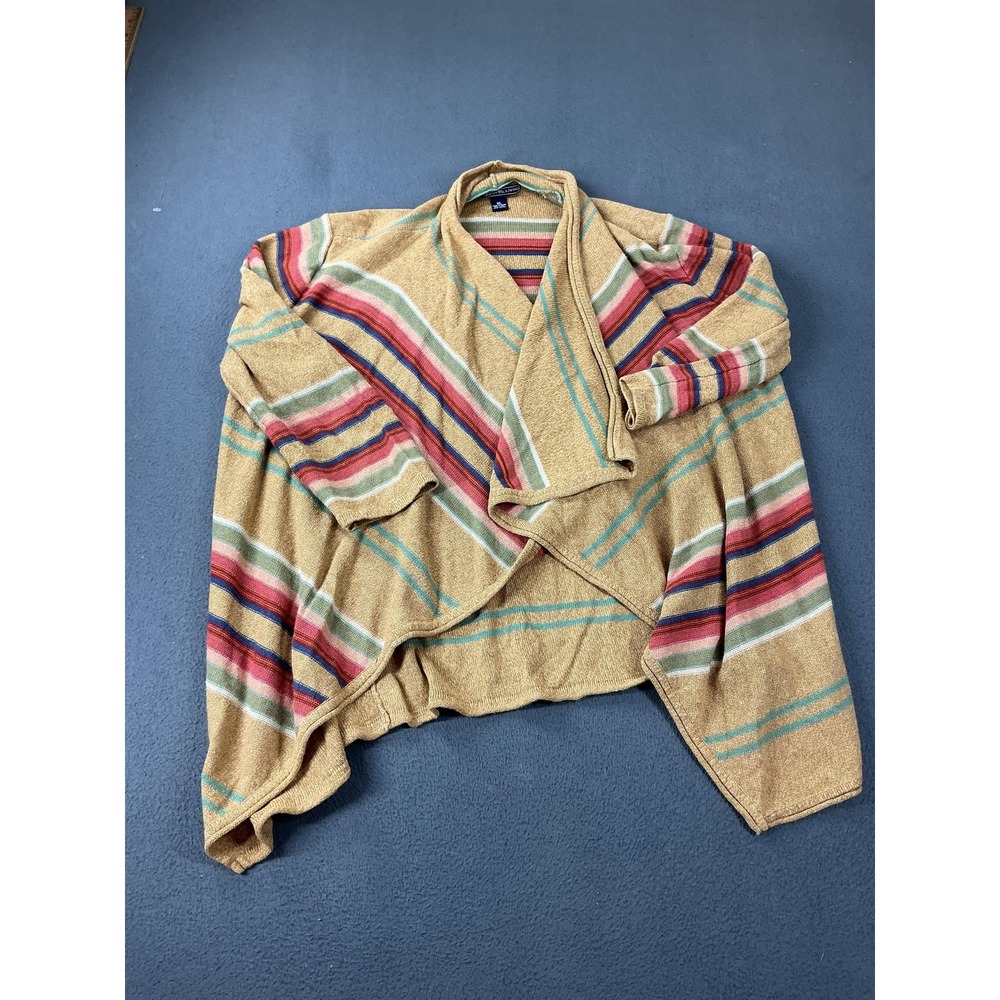 American Living Sweater Womens XL Beige Linen Cotton Cardigan Open-Knit Striped